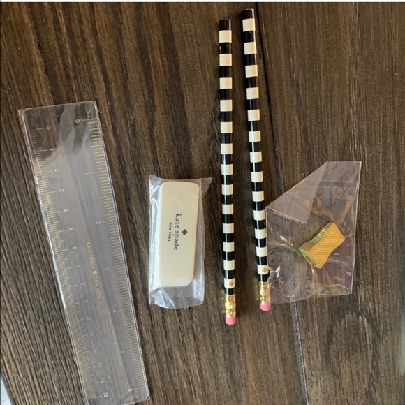 NWT KATE SPADE Get To The Point pencil pouch pencils sharpener eraser ruler - Picture 4 of 4